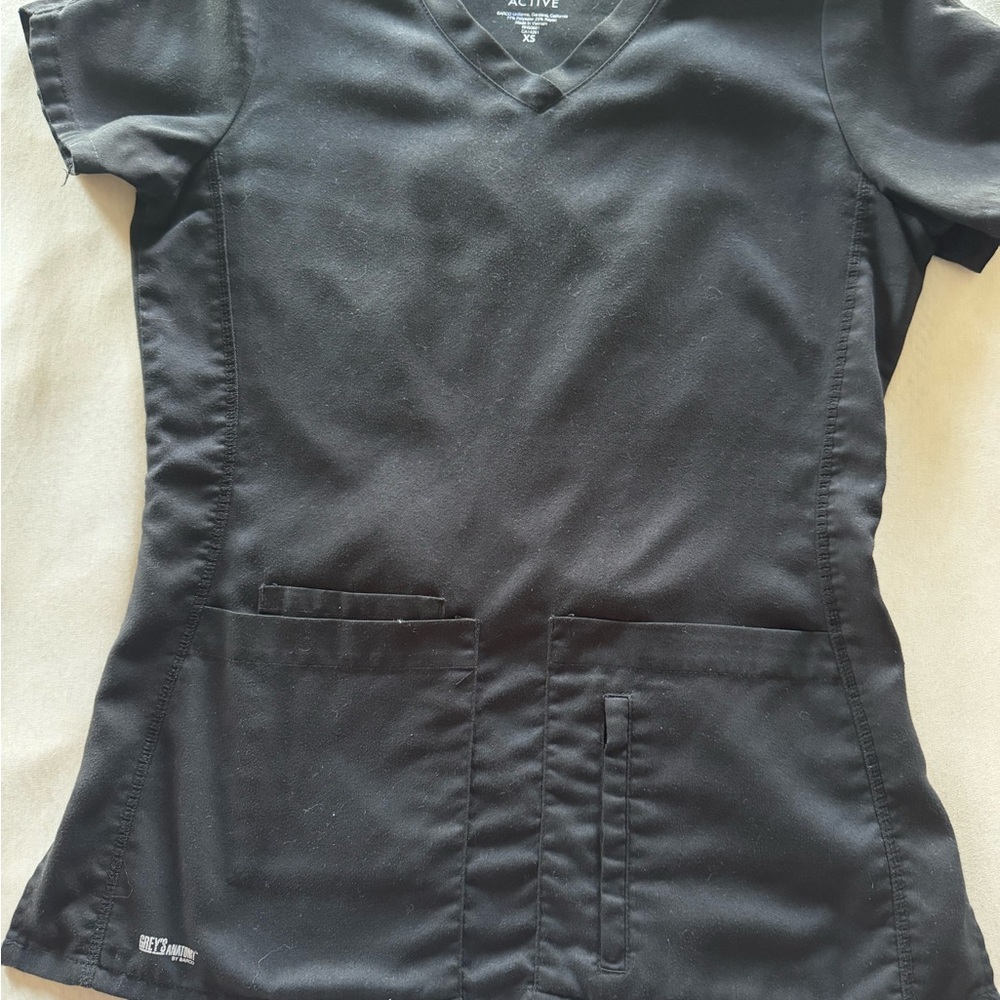 Black V-Neck Scrub Top